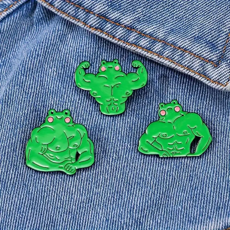 Broches divertidos de sapos musculosos