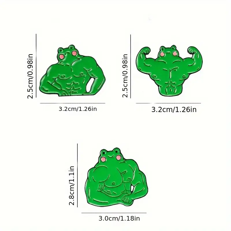 Broches divertidos de sapos musculosos