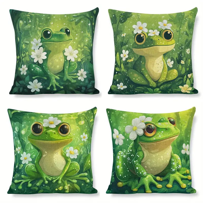 Capas de almofada com design de flores e sapos
