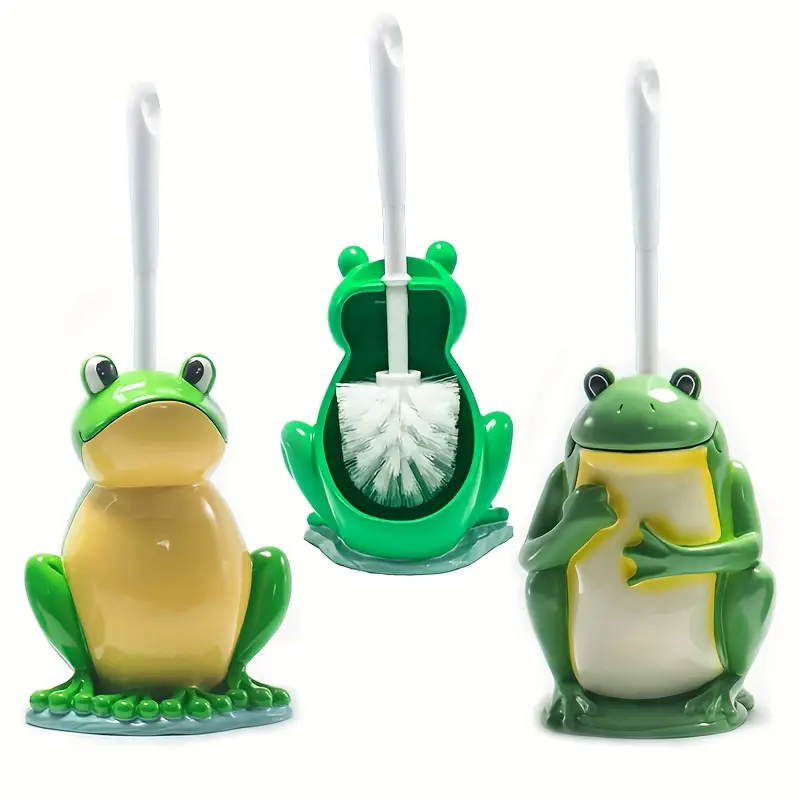 Escova e suporte para vaso sanitário em forma de sapo