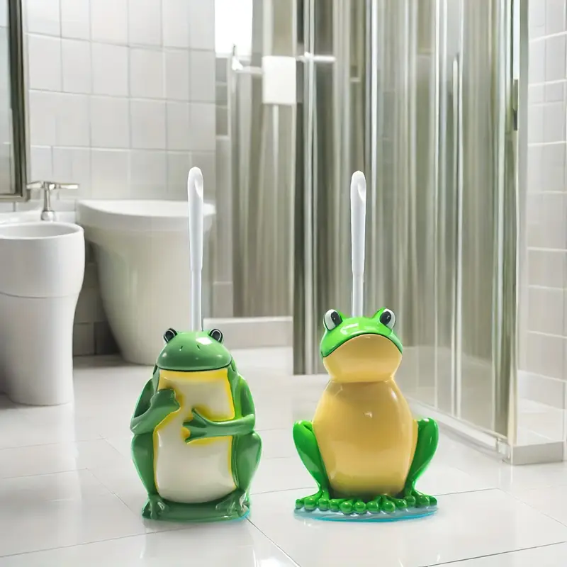 Escova e suporte para vaso sanitário em forma de sapo