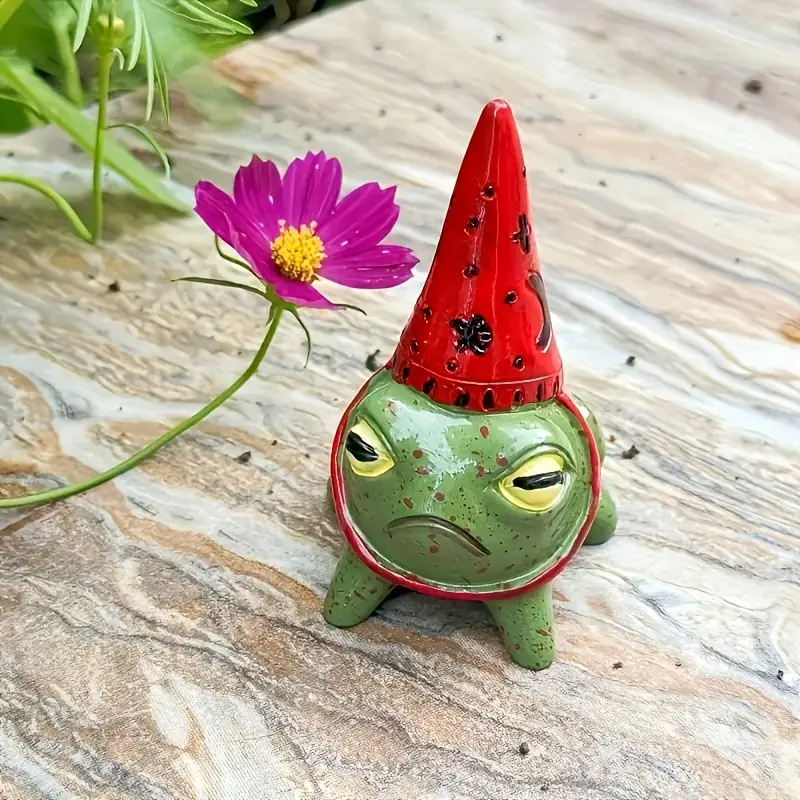 Estátua de sapo Whimsy com chapéu de festa