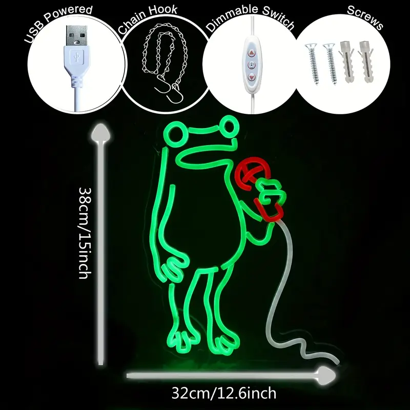 Luz neon de sapo com controle touch