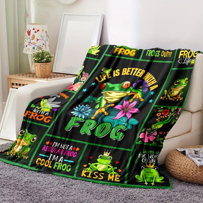 Manta de flanela com tema de sapo