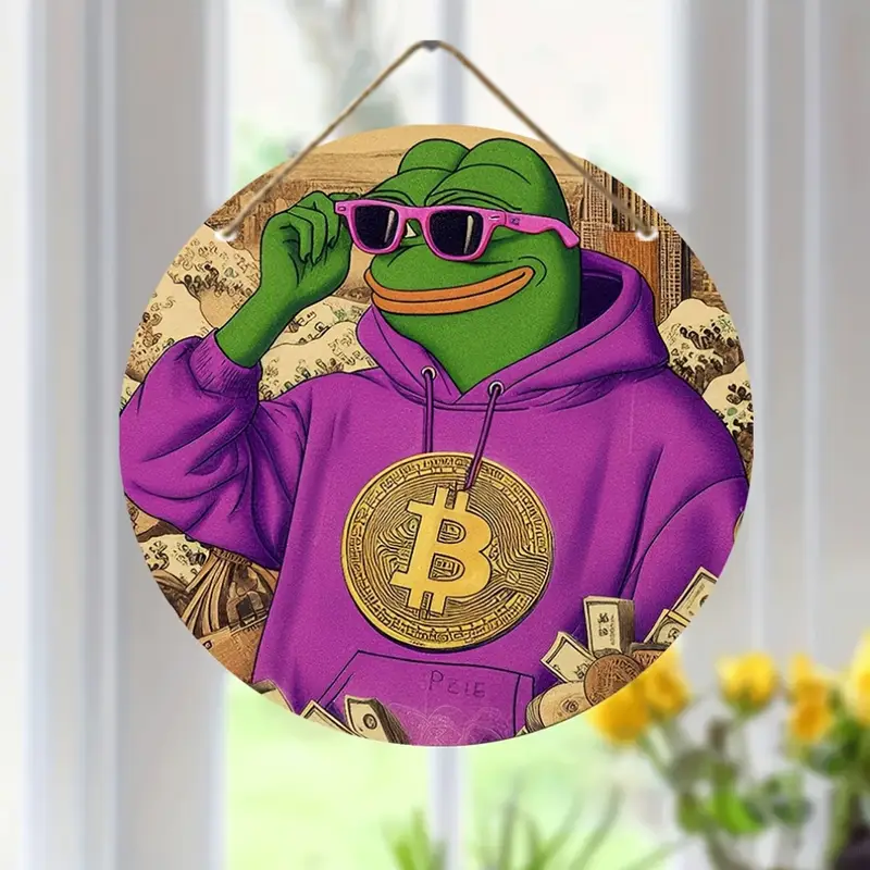 Placa de sapo com Bitcoin