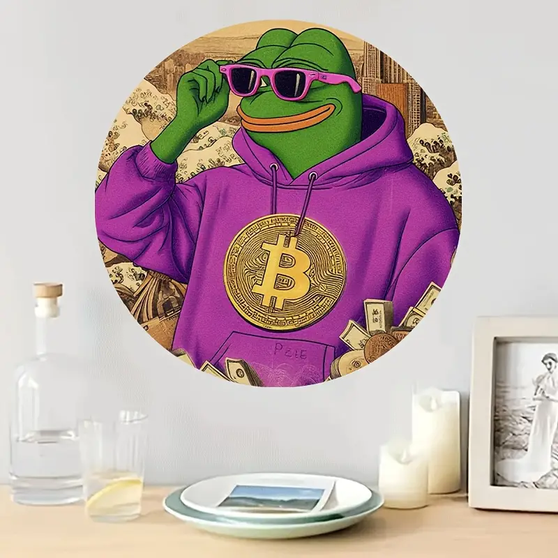 Placa de sapo com Bitcoin