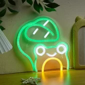 Sinal de neon LED em forma de sapo folha