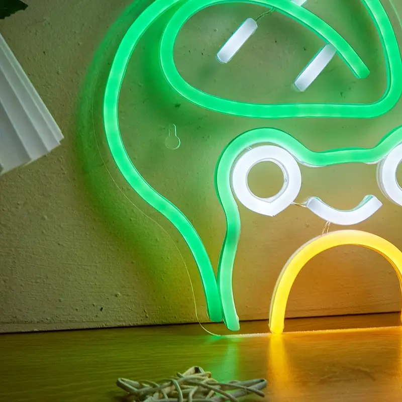 Sinal de neon LED em forma de sapo folha