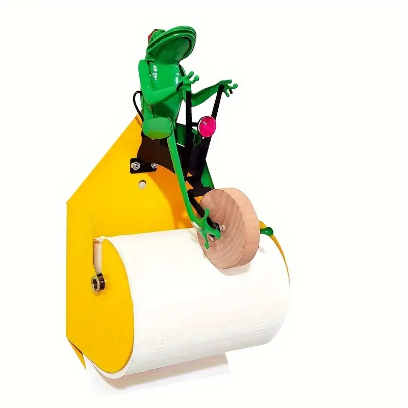 Suporte de papel higiênico de sapo em bicicleta