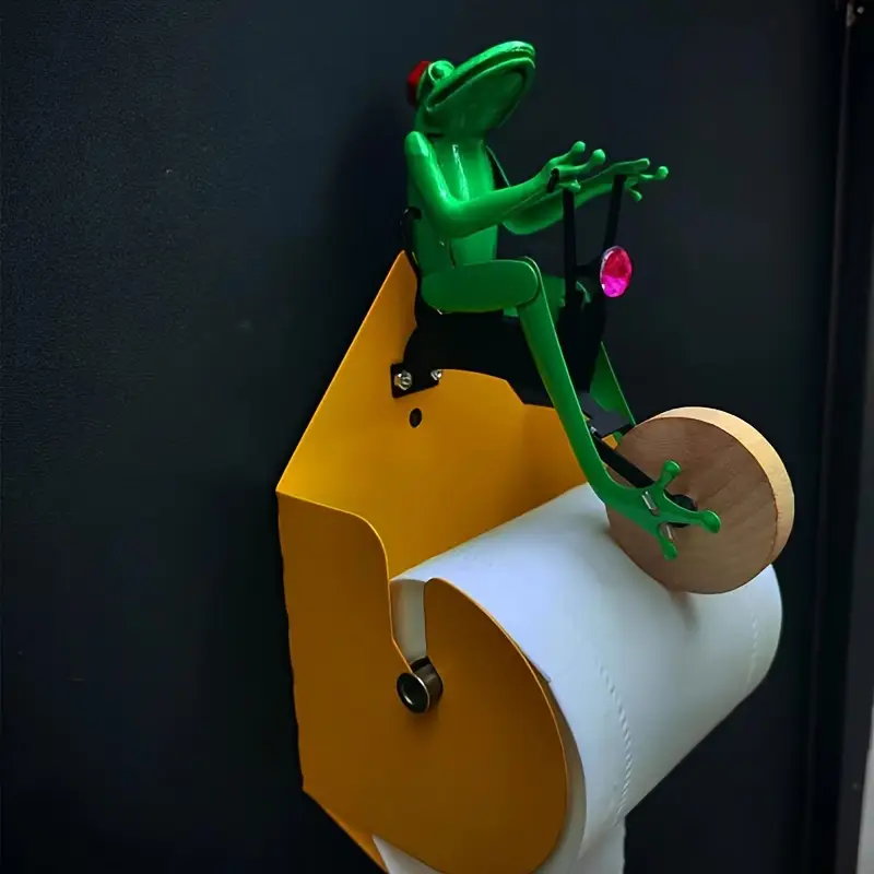 Suporte de papel higiênico de sapo em bicicleta